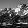 Wilder Kaiser Panorama Schwarz Weiß.